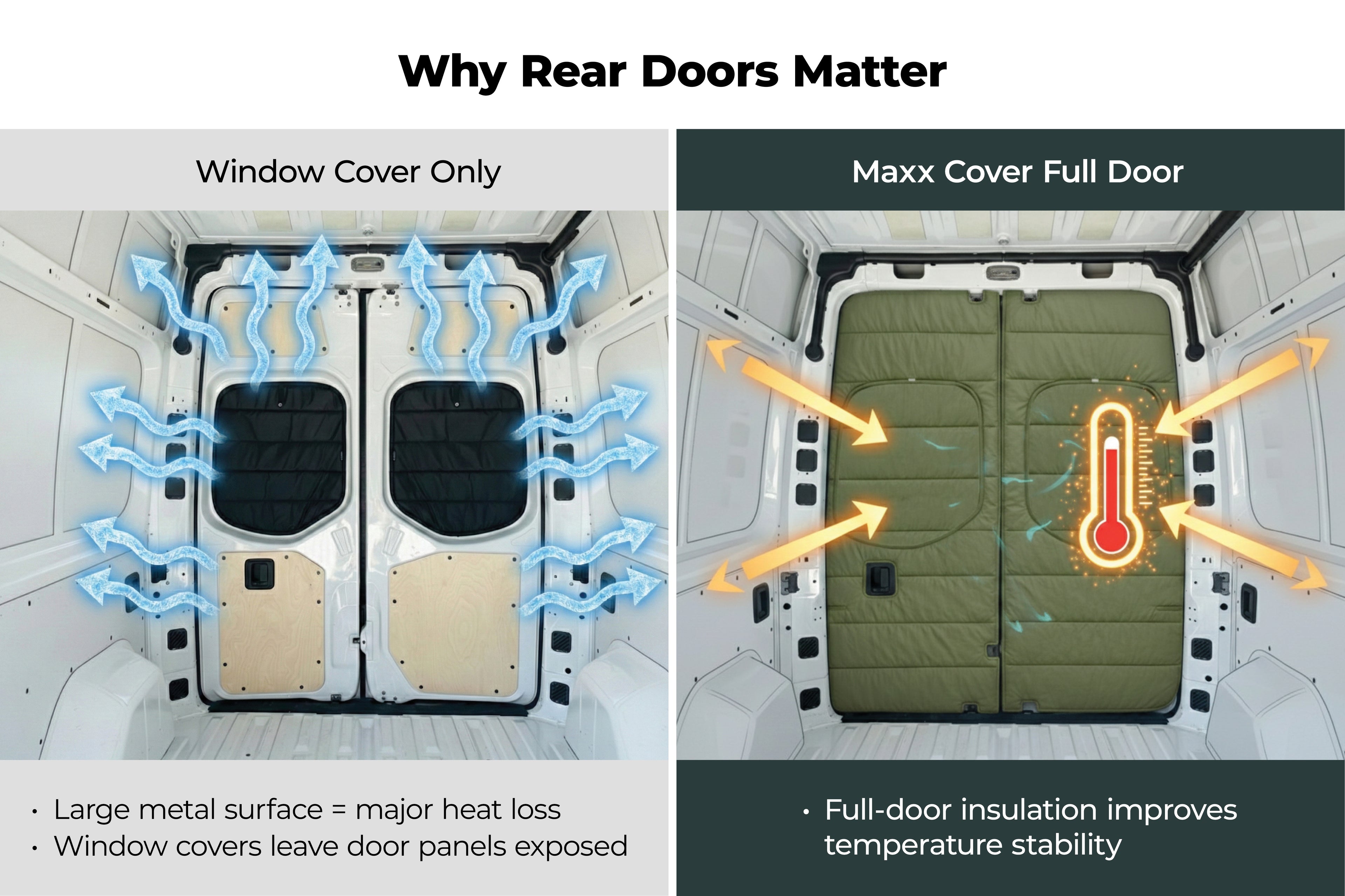 Maxx Cover Lite Edition: Insulated Rear Door Covers for Ford Transit High Roof (2015-Current)