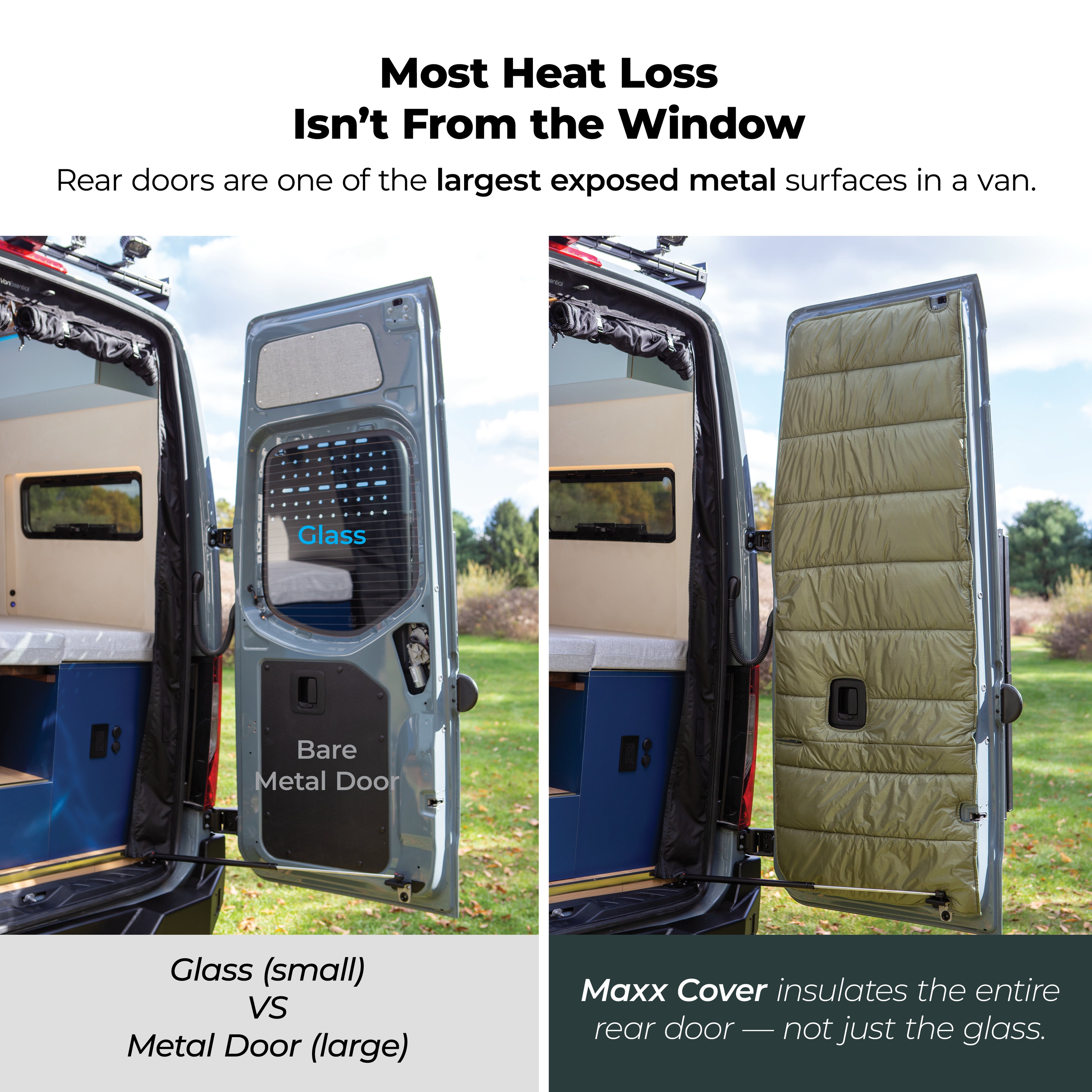 Maxx Cover Lite Edition: Insulated Rear Door Covers for Ford Transit High Roof (2015-Current)