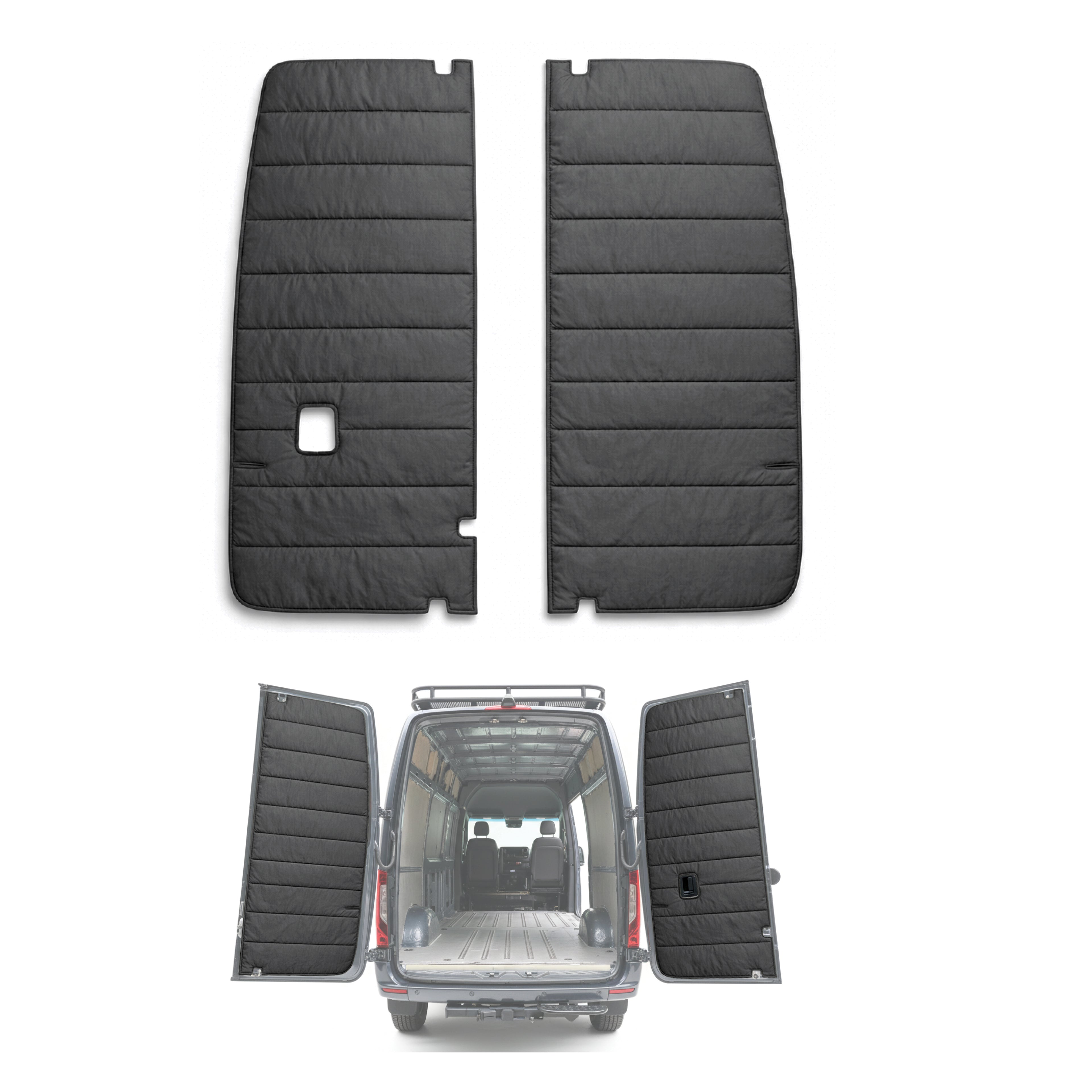 Maxx Cover Lite Edition: Insulated Rear Door Covers for Mercedes Sprinter High Roof VS30 (2019-Current)