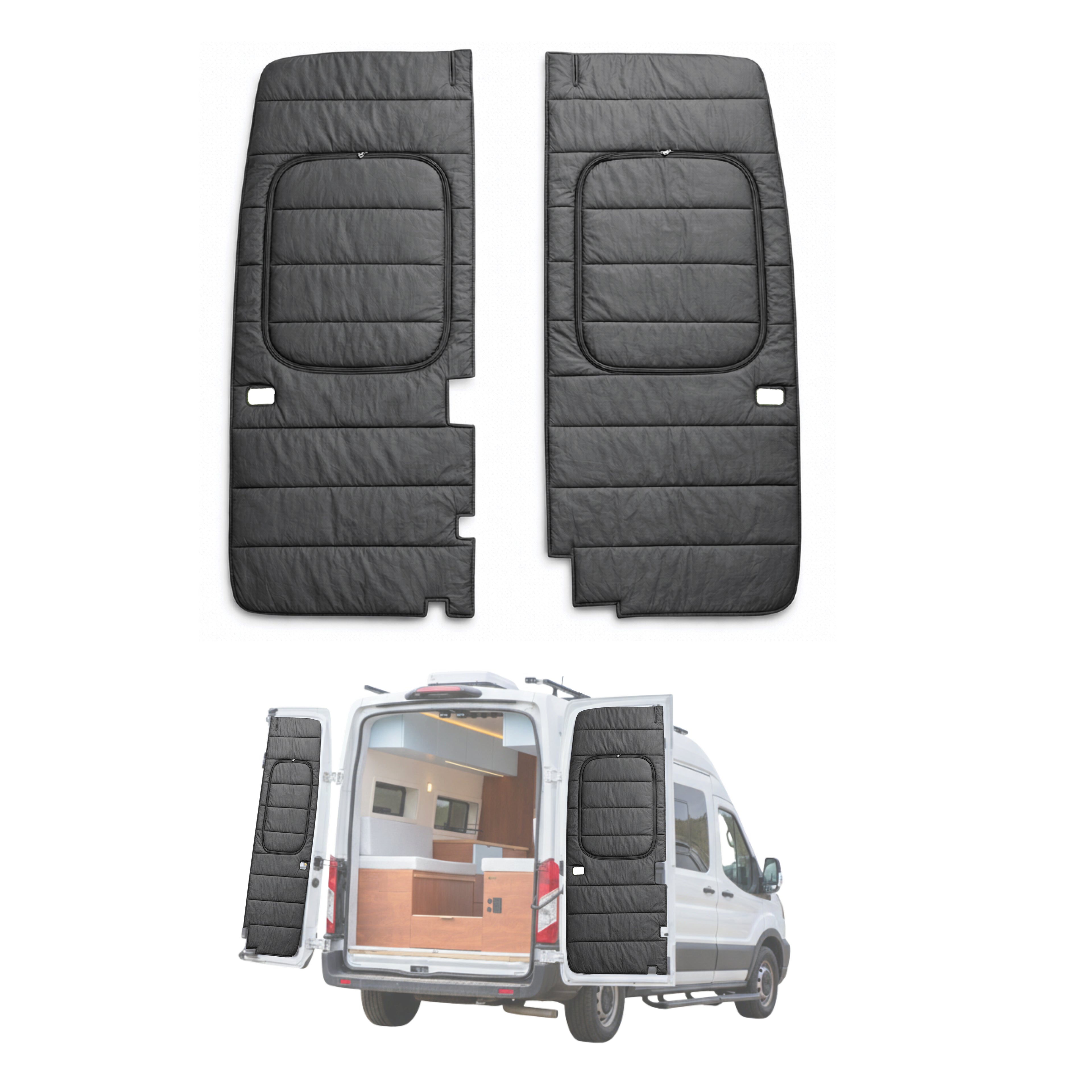Maxx Cover Pro Edition: Insulated Rear Door Covers for Ford Transit High Roof (2015-Current)
